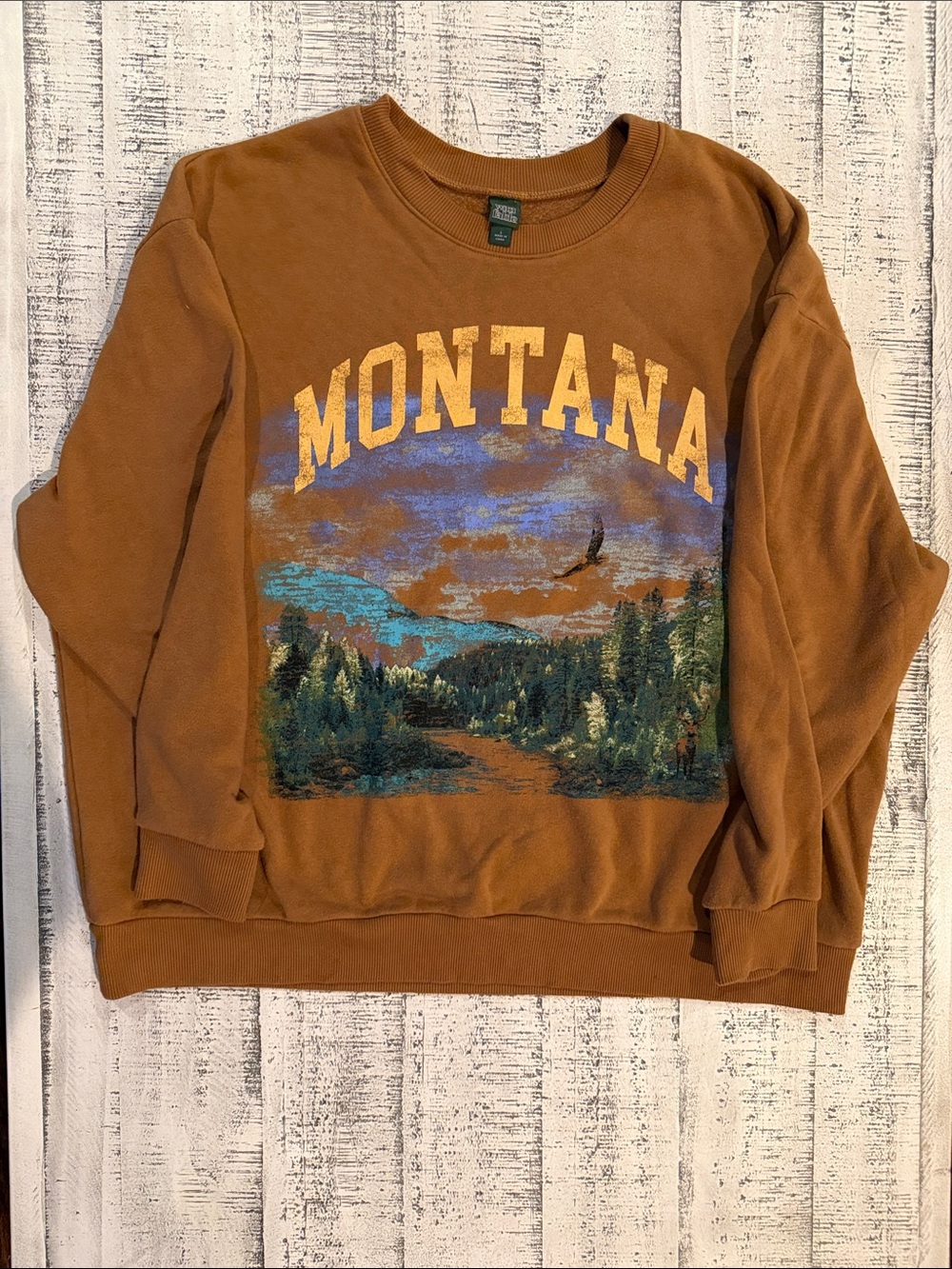 Montana Scenic Crewneck Sweatshirt - Brown-UNISEX